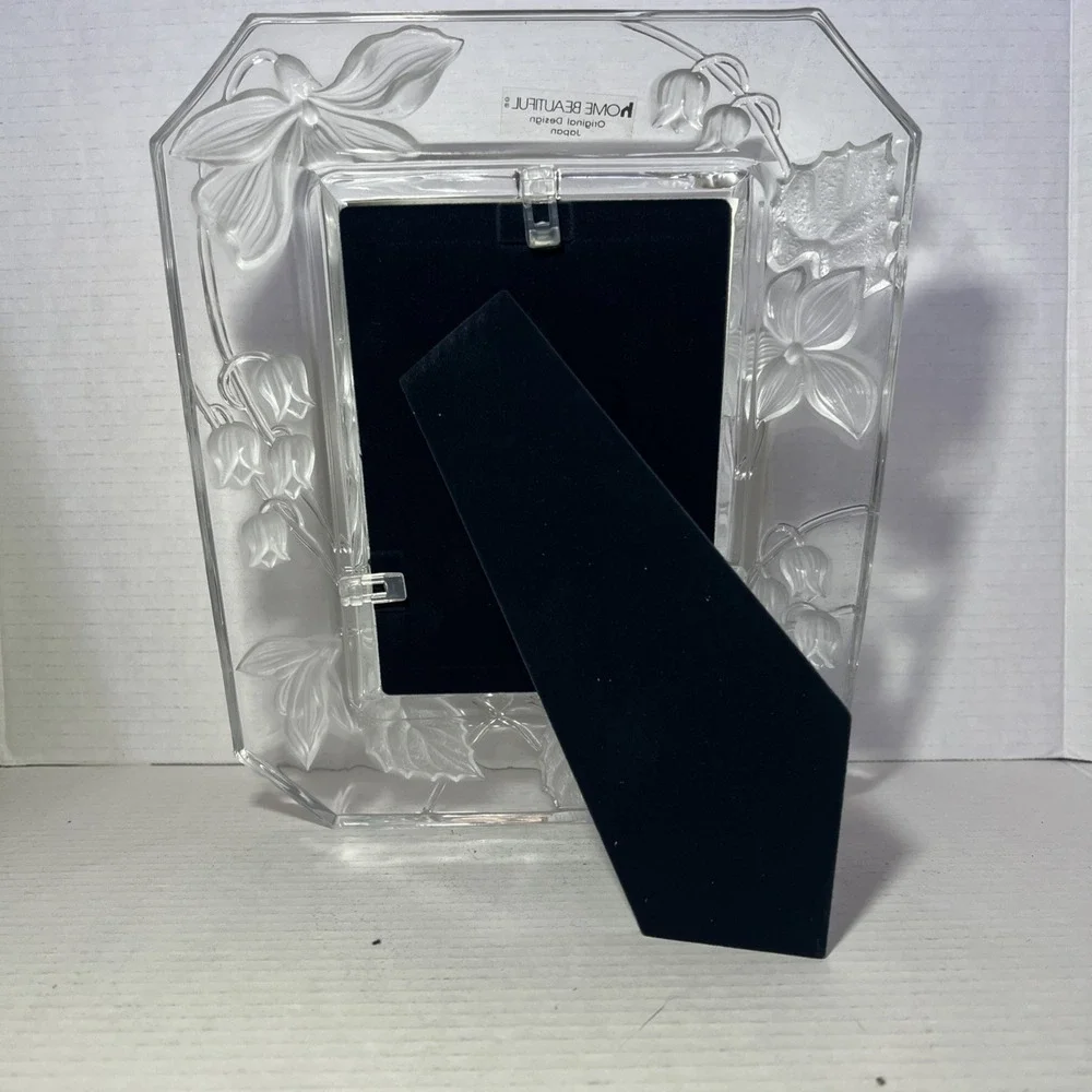 Vintage Wedding anniv Glass Leaf Frame by Home Beautiful Crystal Harmony New F12